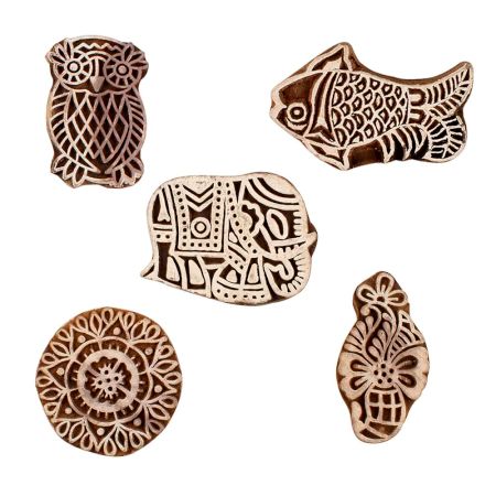 Set of 5 Piece New Mix Wooden Printing Blocks